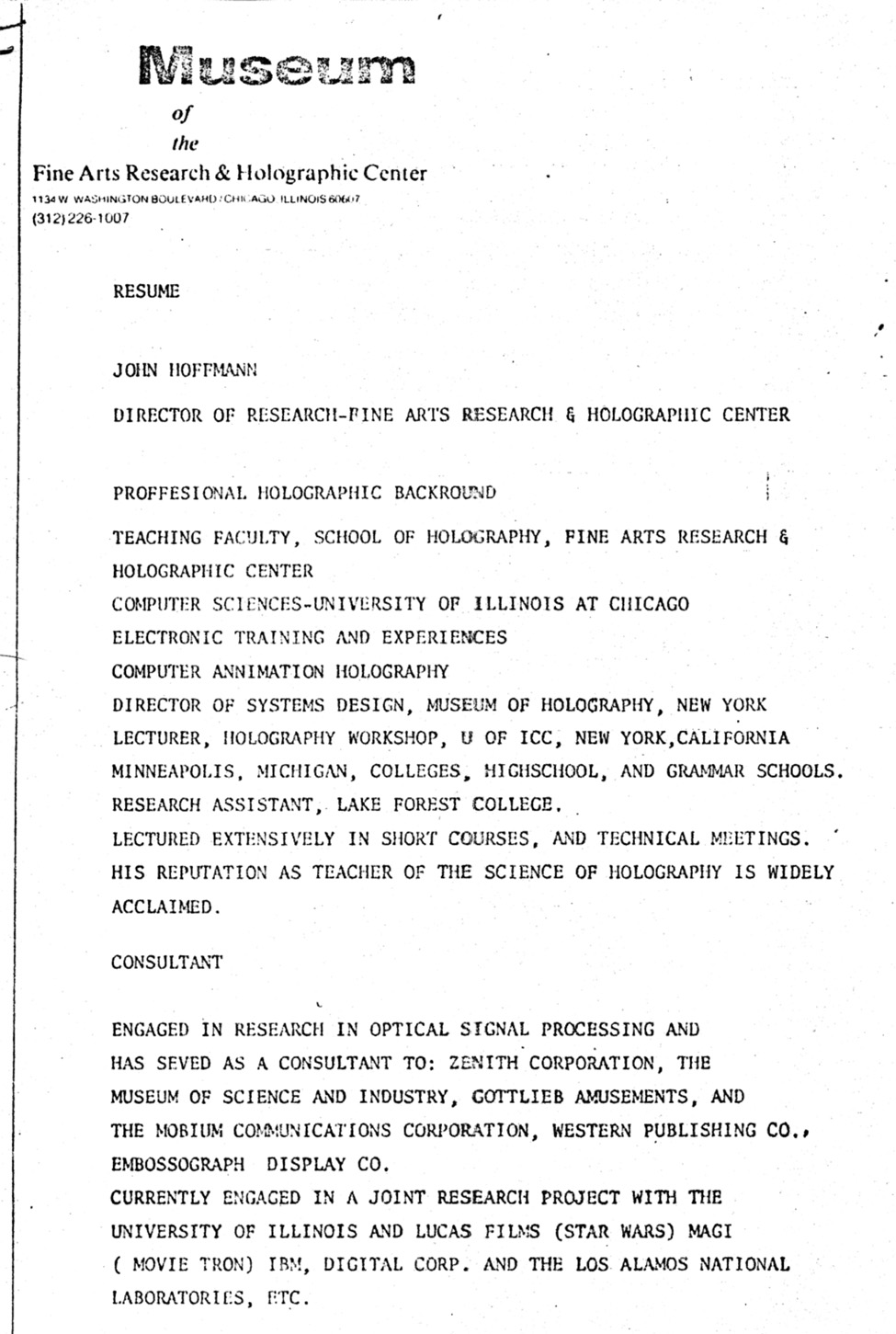 Hoffmann resume